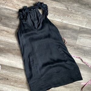 Arden B dress 100% silk black ruffle softgirl boutique casual XS